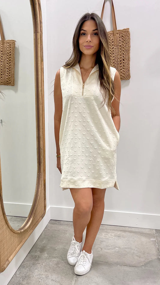 Emma | Beige Knit Jacquard Mini Dress